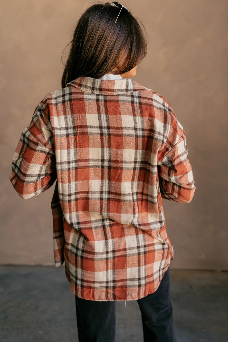 Rowan Rust Multi Plaid Button Up Long Sleeve Top - Image 9