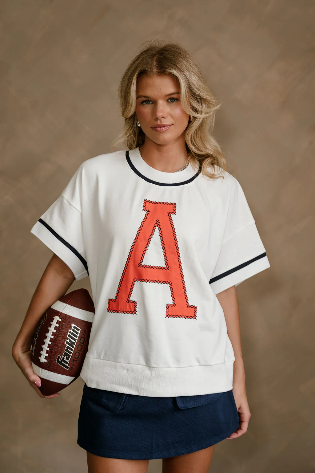 Rowan White, Orange, & Navy "A" Top - Image 4