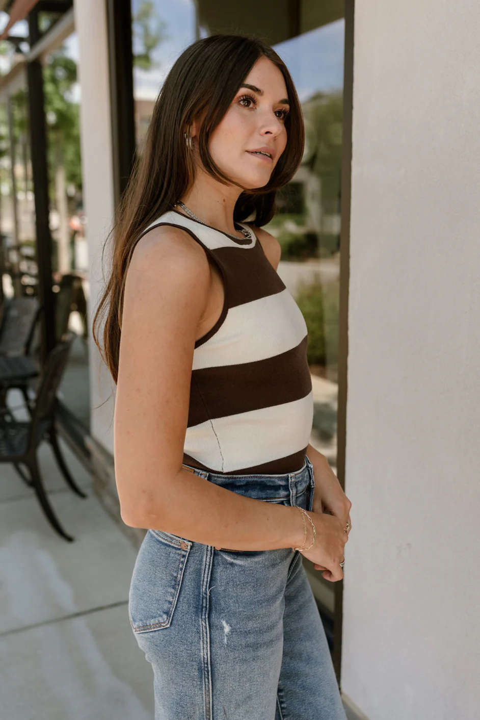 Rowyn Brown & Cream Stripe Knit Bodysuit - Image 3
