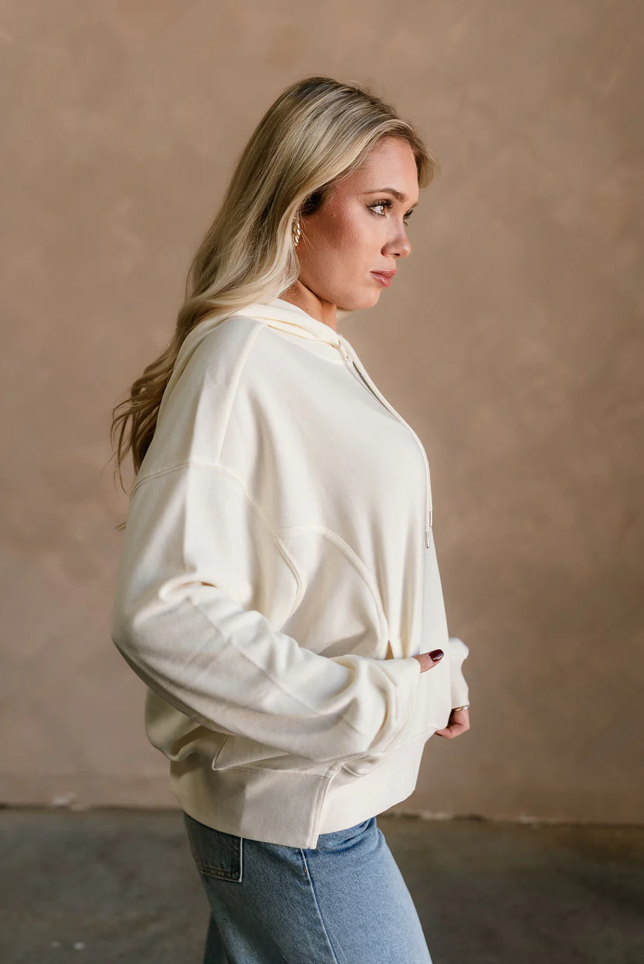 Rowyn Cream Hoodie Sweatshirt - Image 4