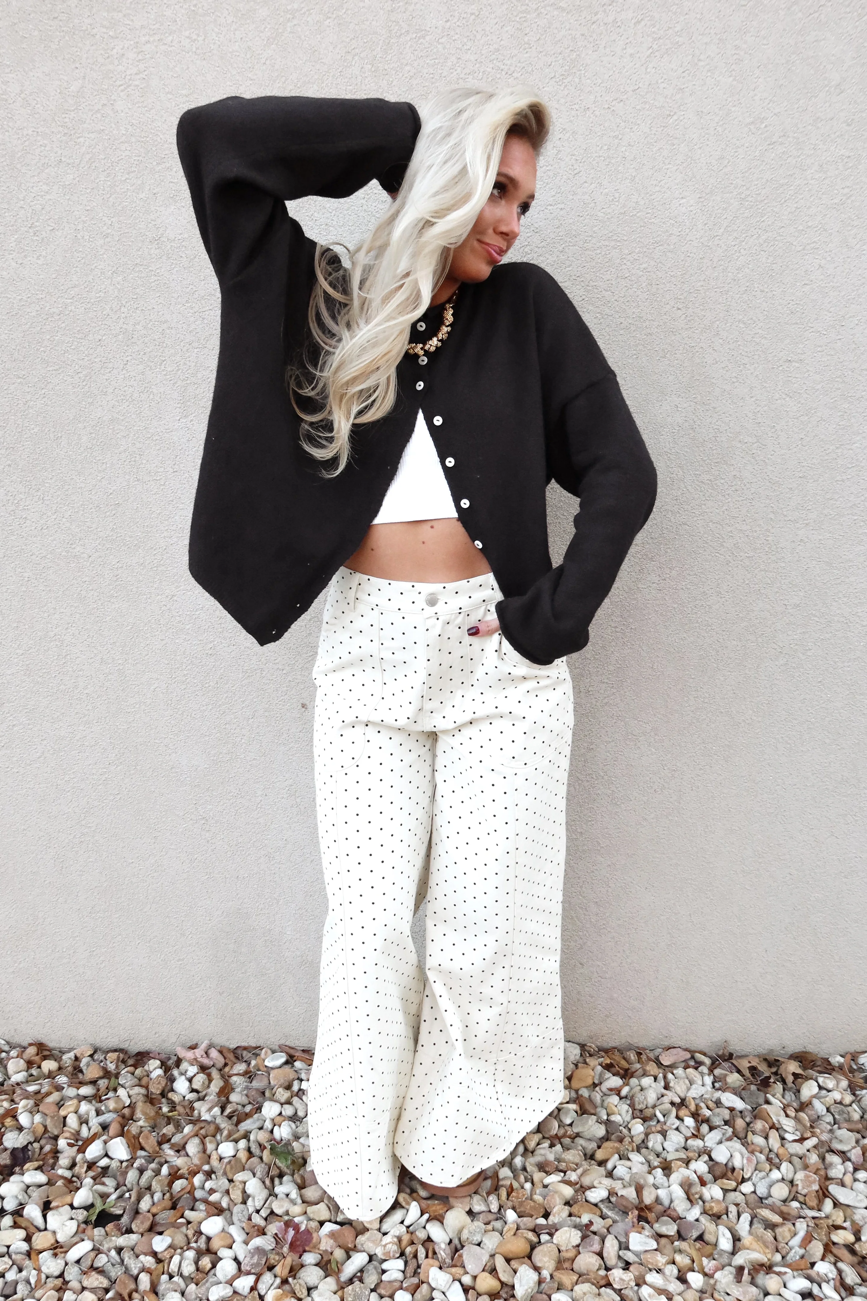 Rowyn Navy Button-Up Knit Cardigan - Image 2