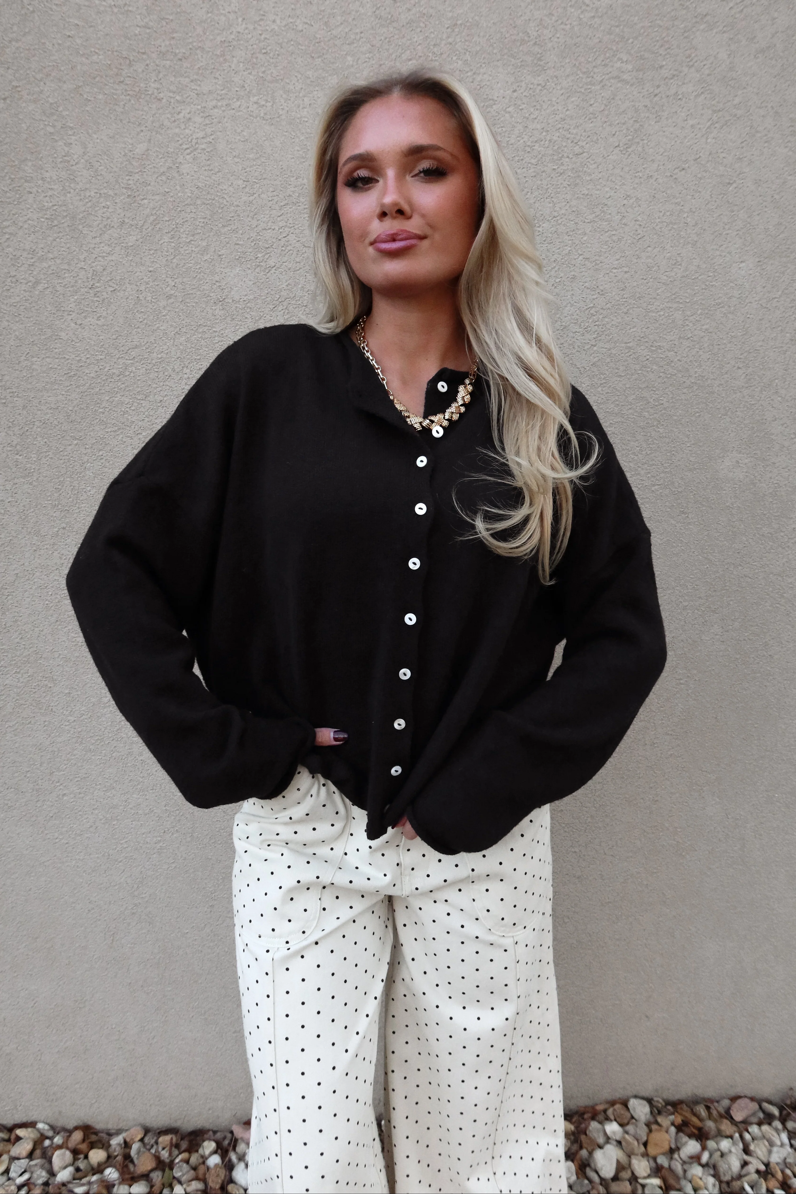 Rowyn Navy Button-Up Knit Cardigan - Image 3