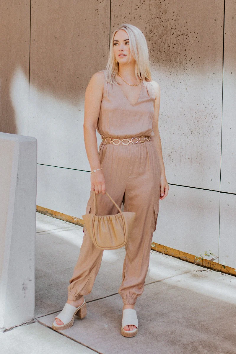 Roxanne Satin Cargo Jumpsuit