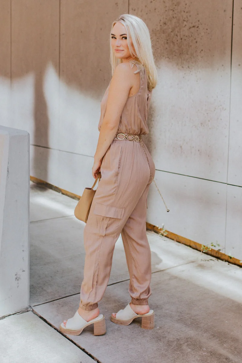Roxanne Satin Cargo Jumpsuit - Image 4