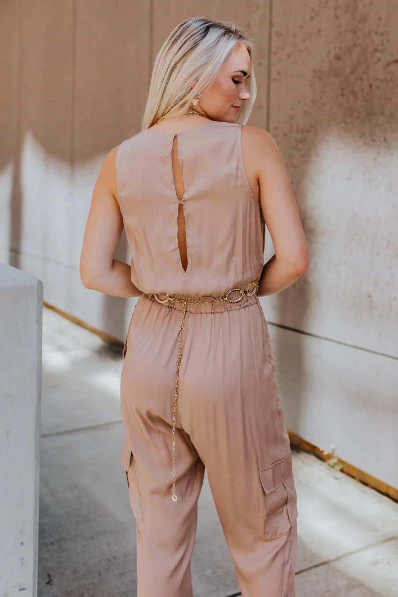 Roxanne Satin Cargo Jumpsuit - Image 6