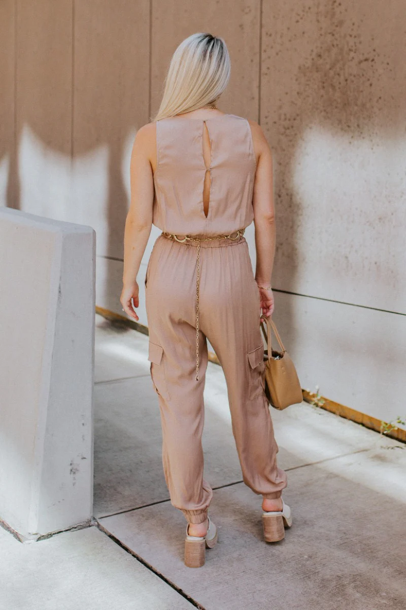Roxanne Satin Cargo Jumpsuit - Image 7