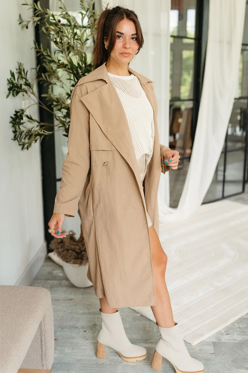 Roxi Khaki Trench Coat - Image 2