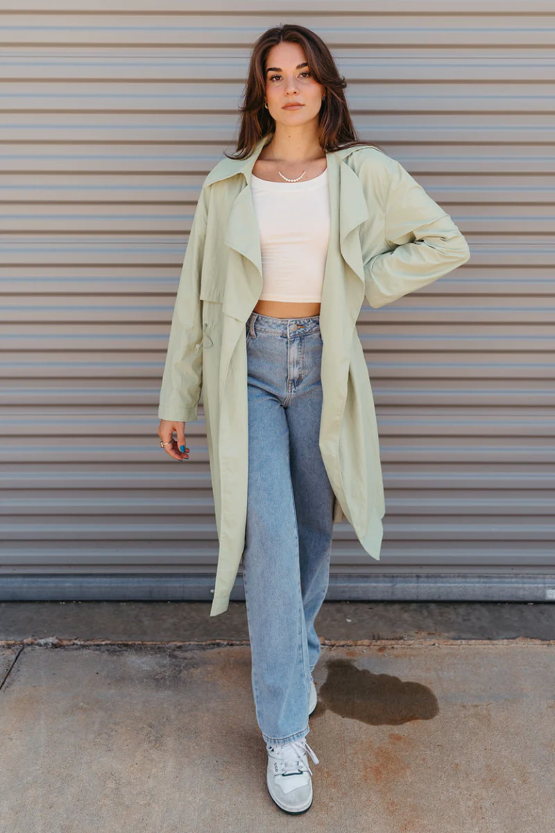 Roxi Light Green Trench Coat