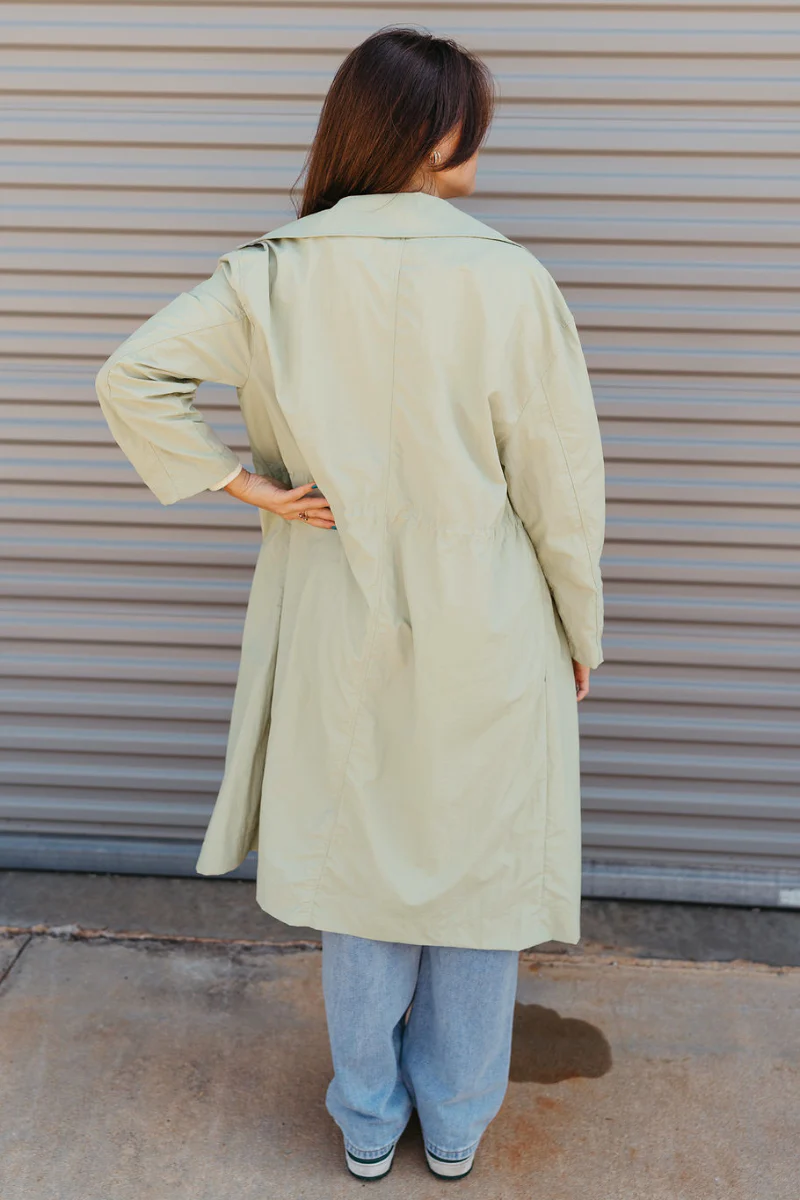 Roxi Light Green Trench Coat - Image 6