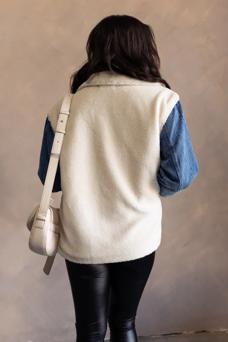 Ruth Denim & Sherpa Long Sleeve Jacket - Image 5