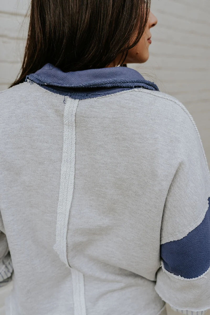 Rylan Grey & Navy Color Block Sweatshirt - Image 8