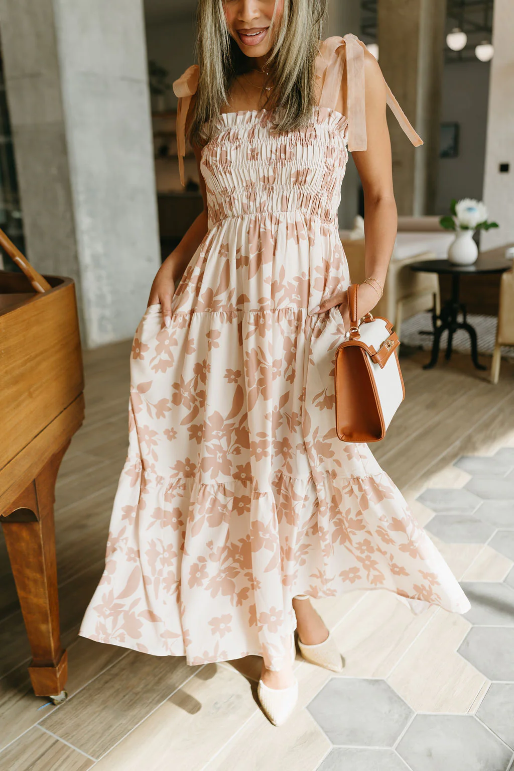 Rylee Mauve Floral Midi Dress