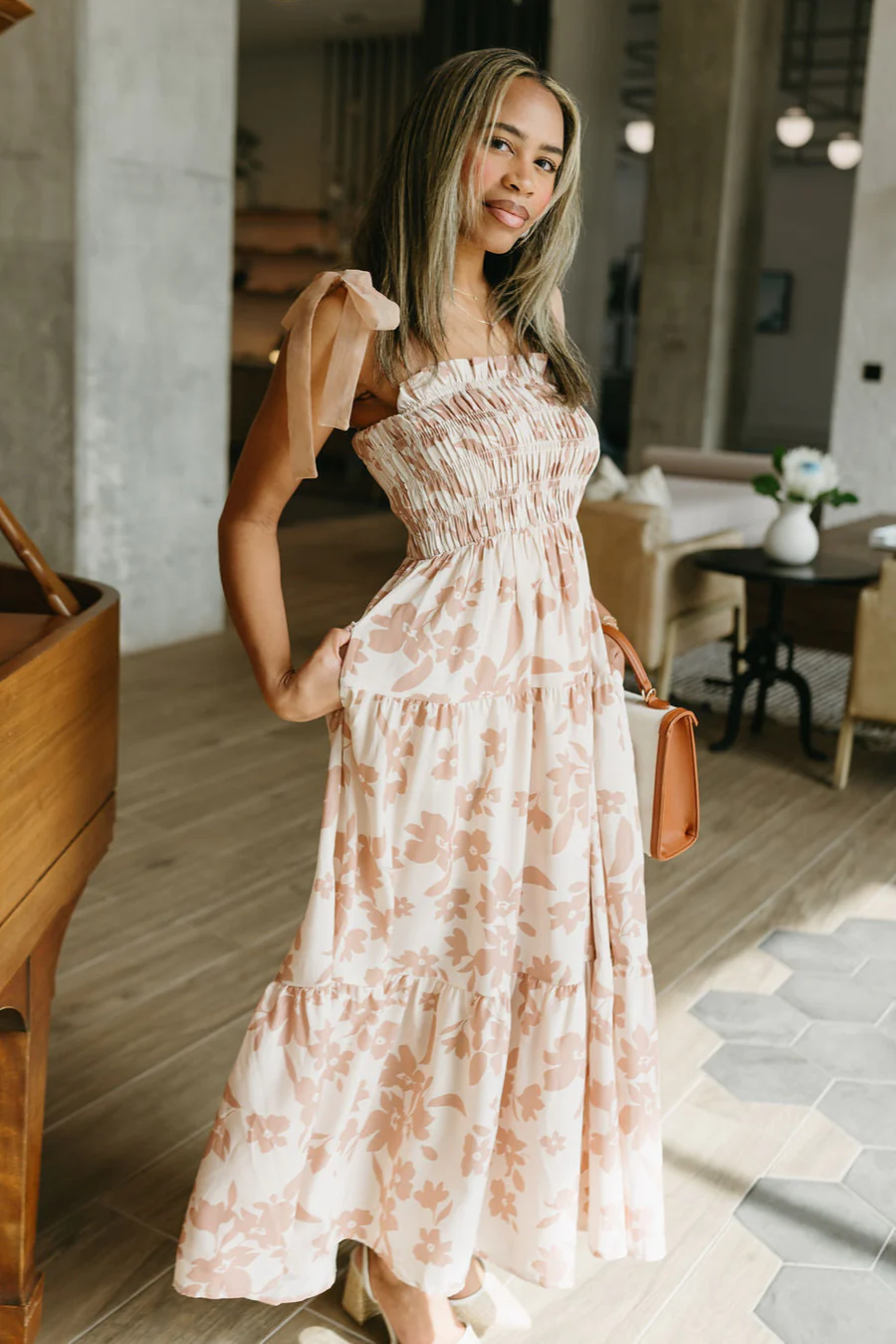 Rylee Mauve Floral Midi Dress - Image 3