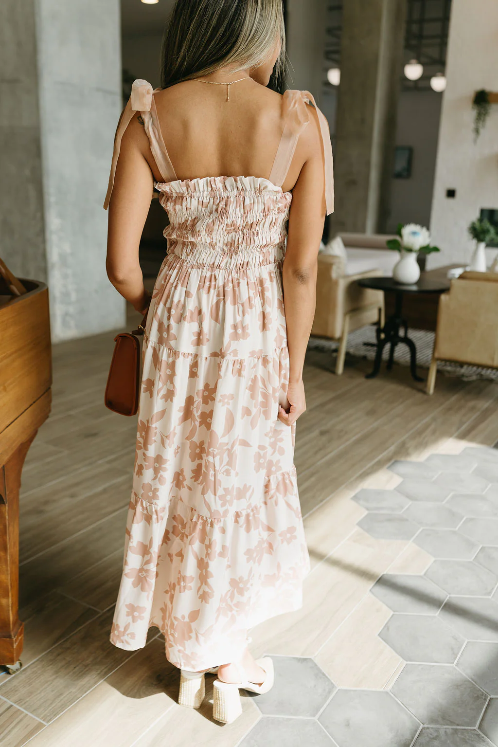Rylee Mauve Floral Midi Dress - Image 6