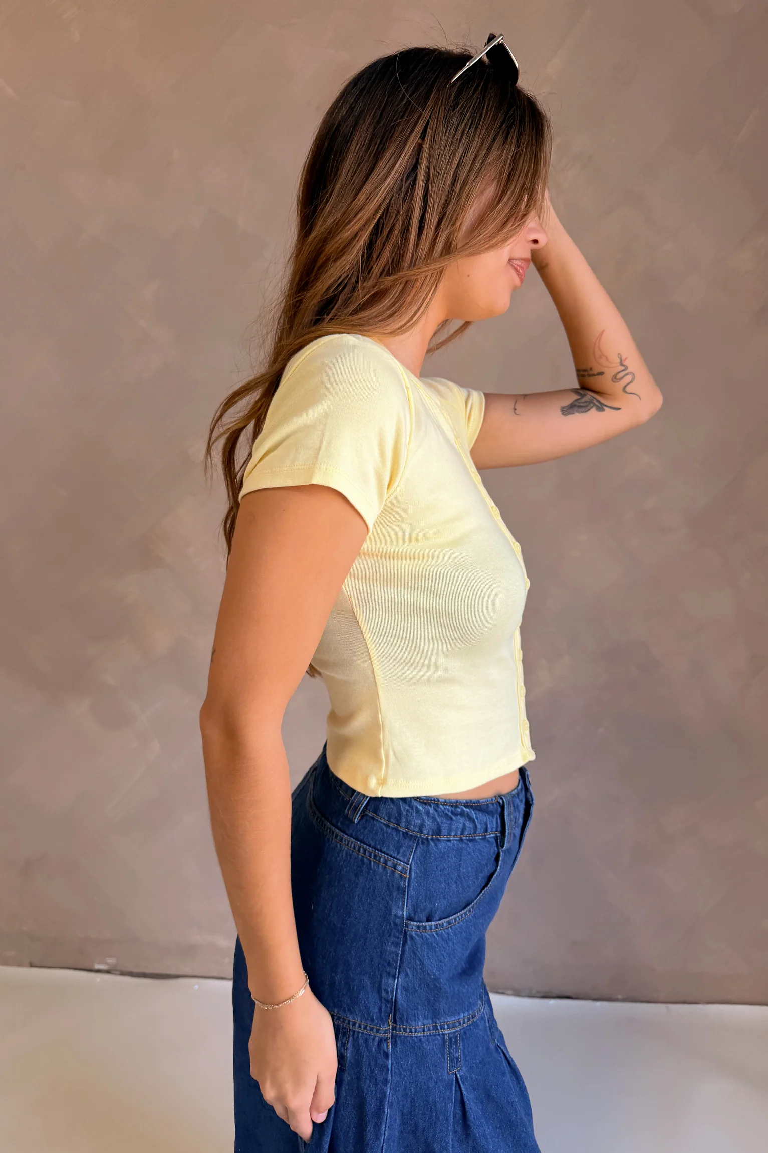 Rylee Pale Yellow Front Button-Up Top - Image 3
