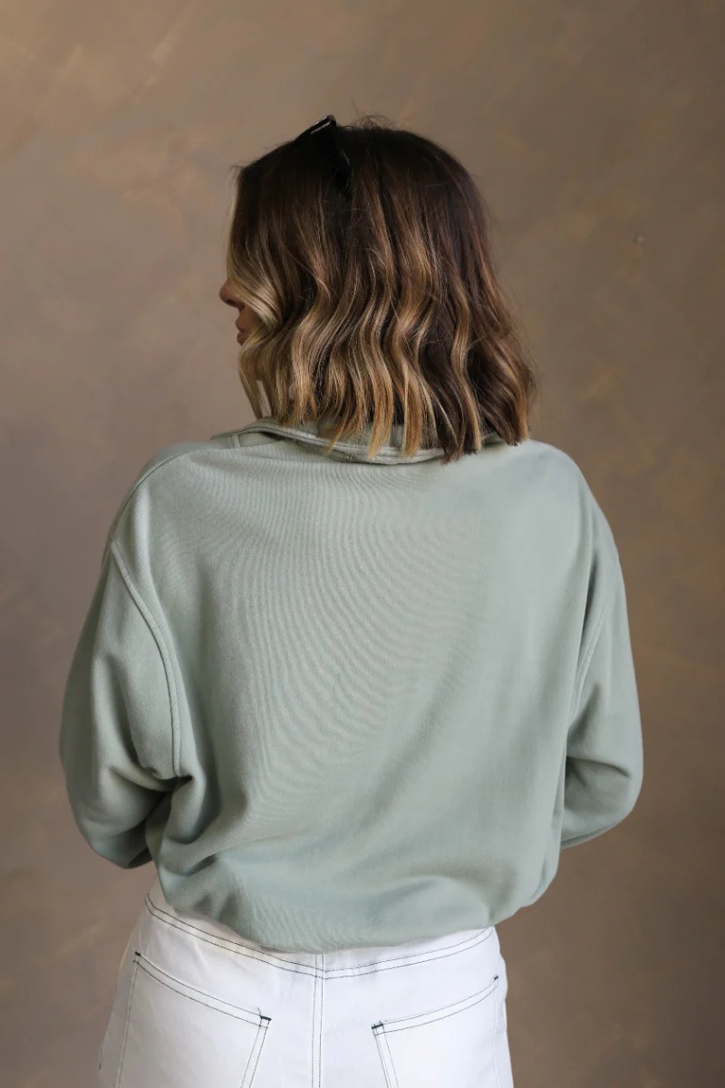 Rylee Sage Quarter Zip Up Sweatshirt - Image 7
