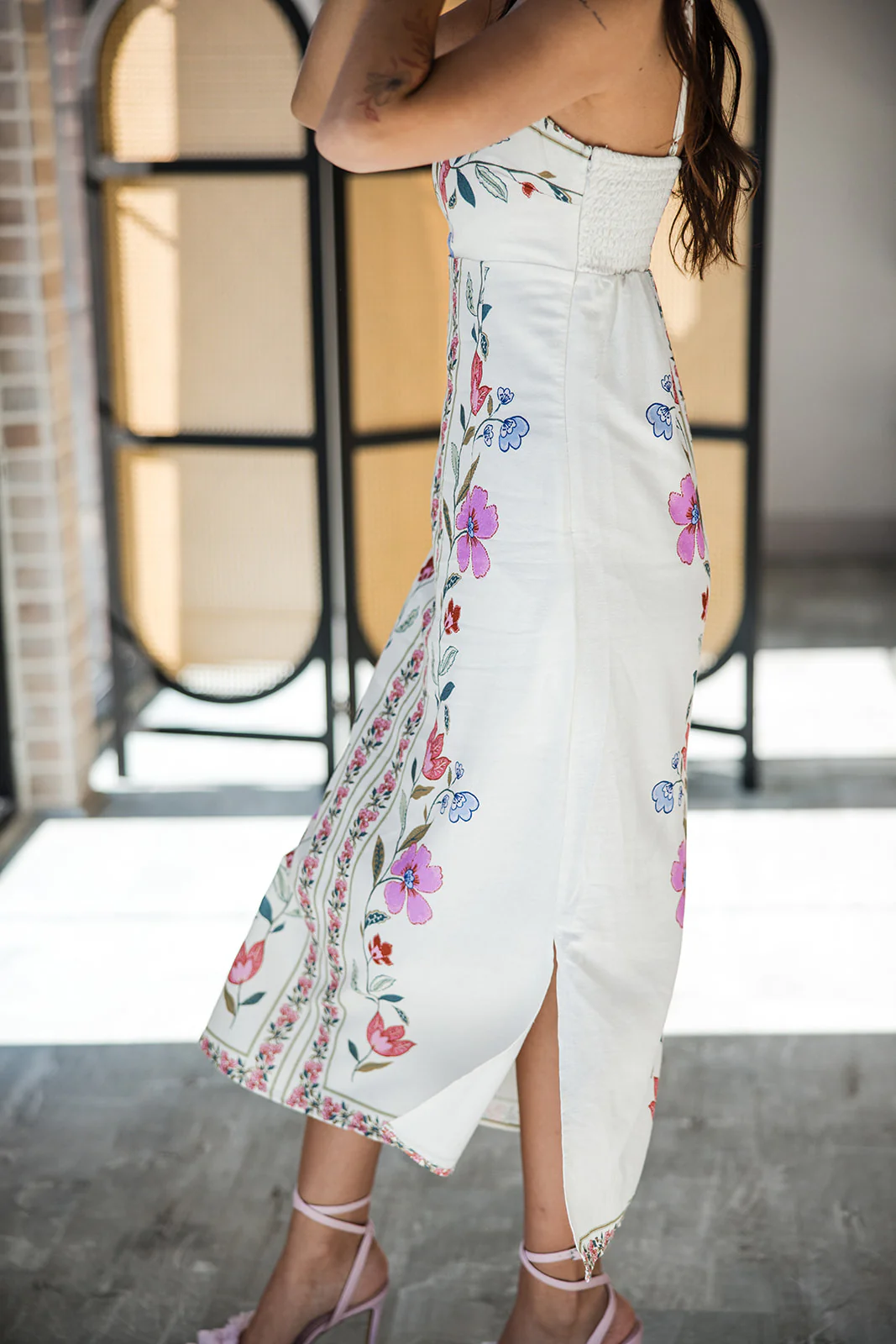 Rylee White Multi Floral Midi Dress - Image 3
