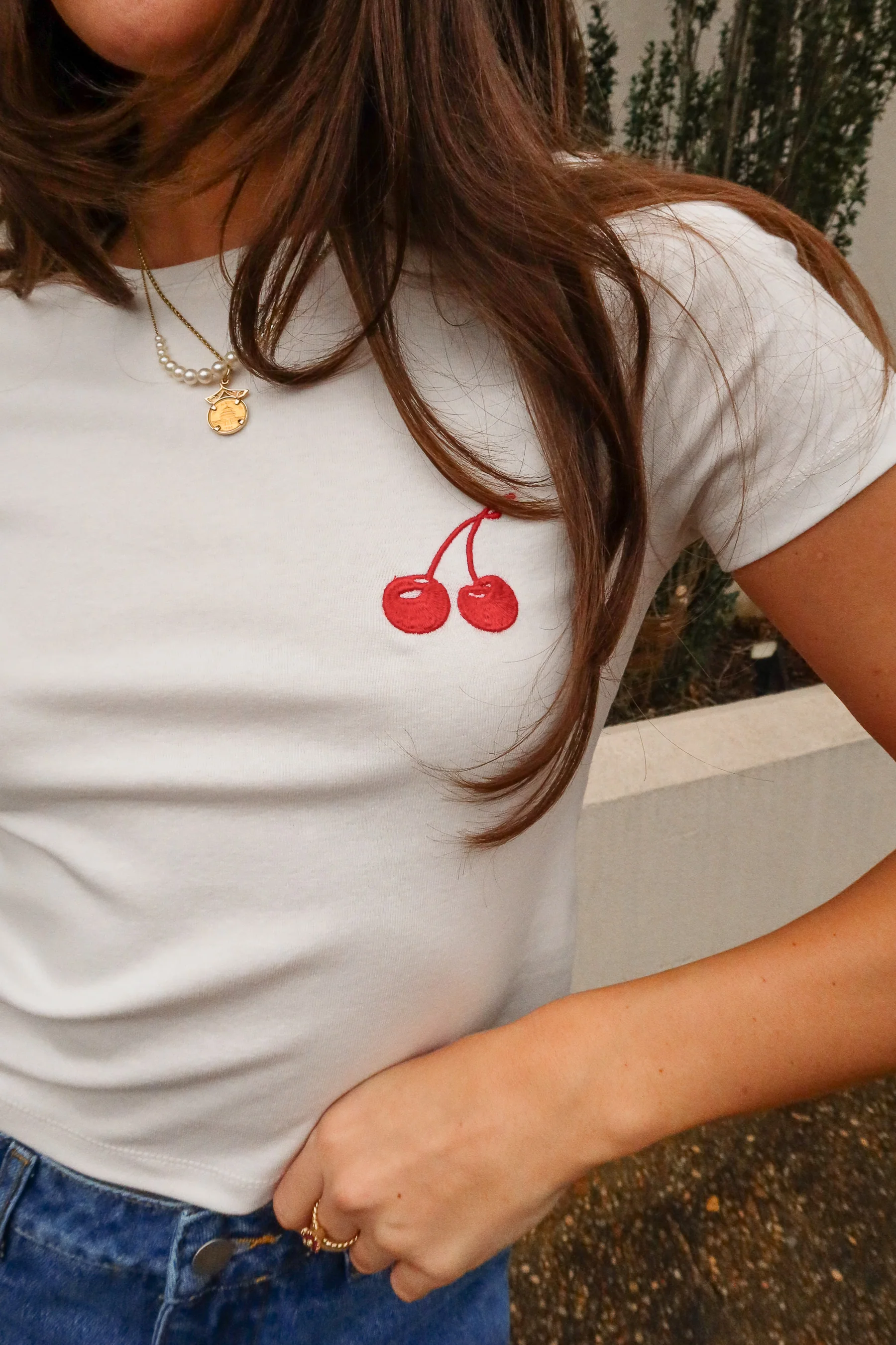 Rylee White & Red Cherries Top - Image 2