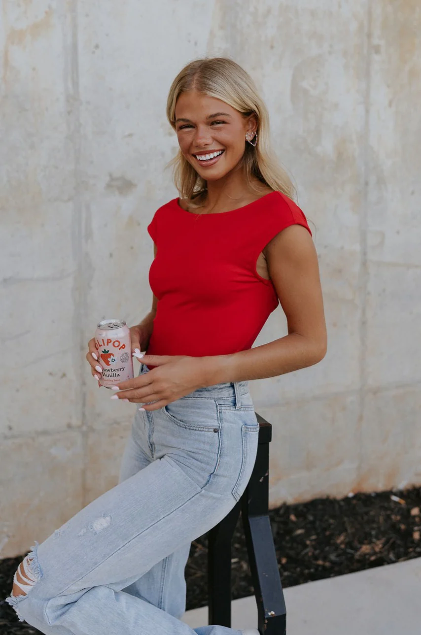 Ryleigh Red Backless Bodysuit - Image 6