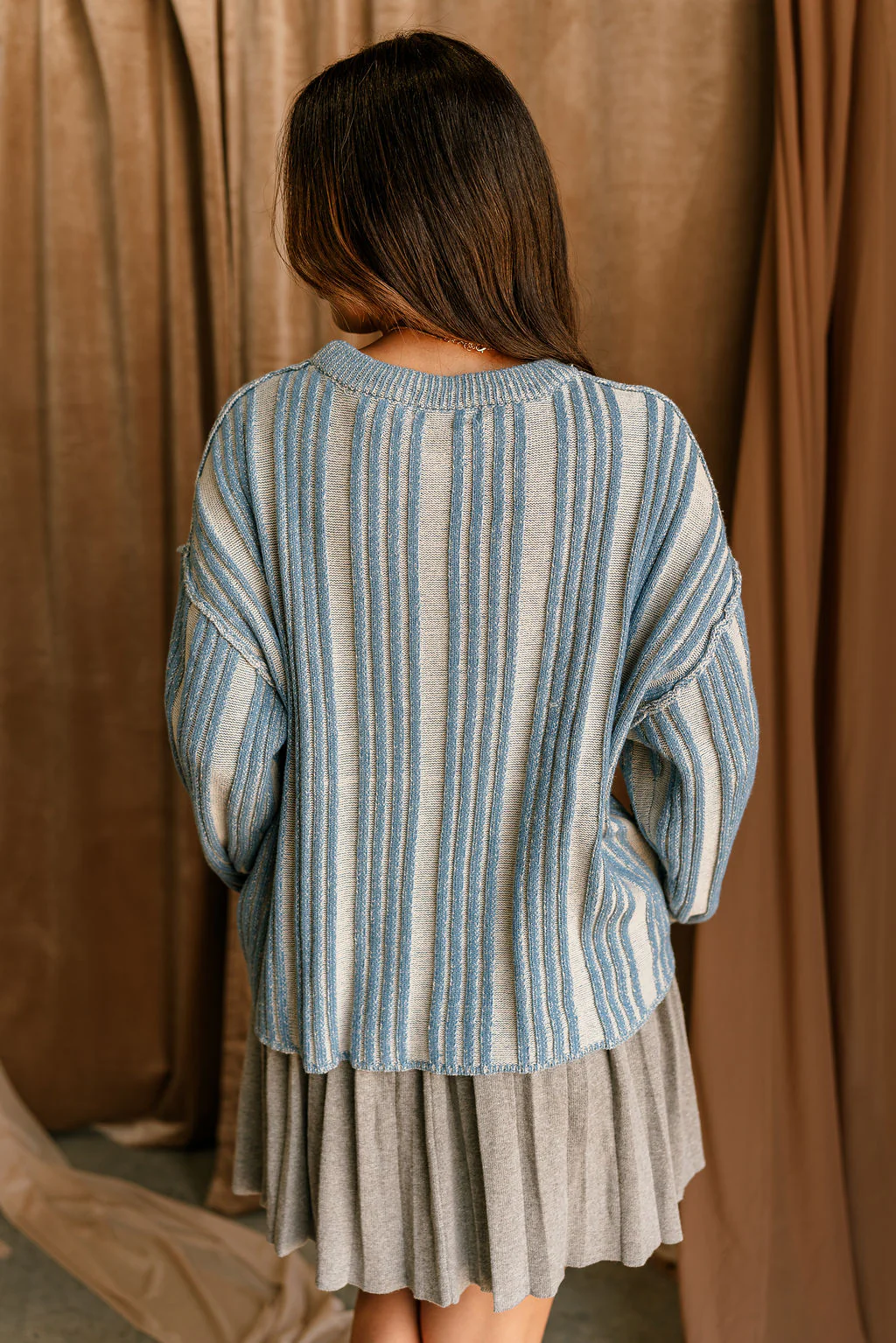 Ember Washed Blue & Cream Stripe Sweater - Image 7