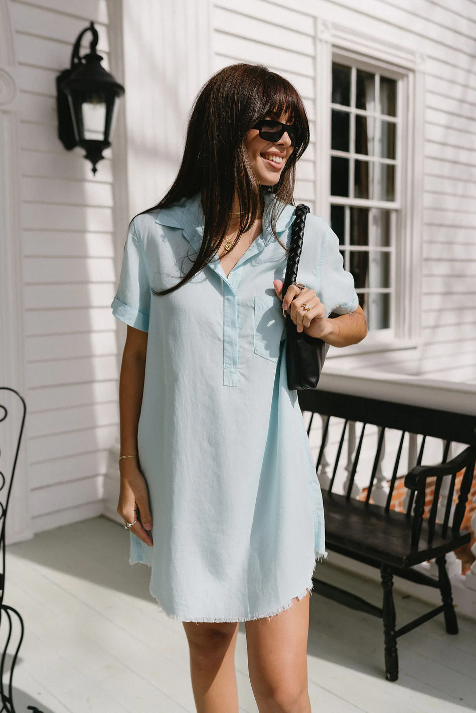 Sabrina Aqua Short Sleeve Mini Dress - Image 2