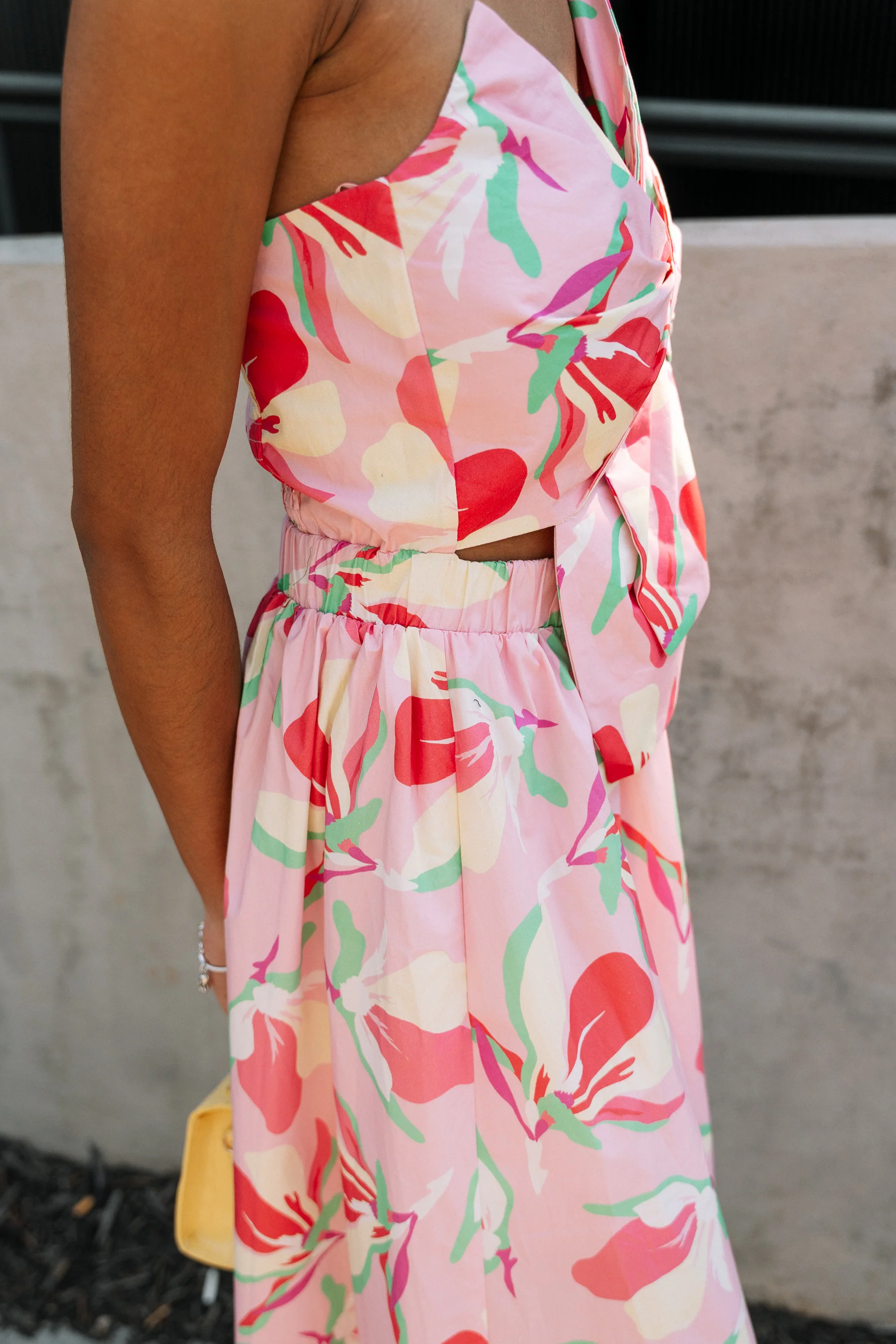 Sabrina Pink Multi Floral Tie Knot Midi Dress - Image 7