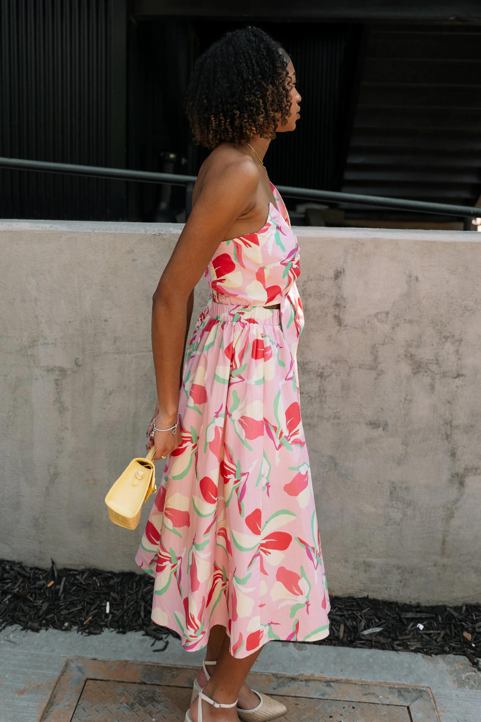 Sabrina Pink Multi Floral Tie Knot Midi Dress - Image 8