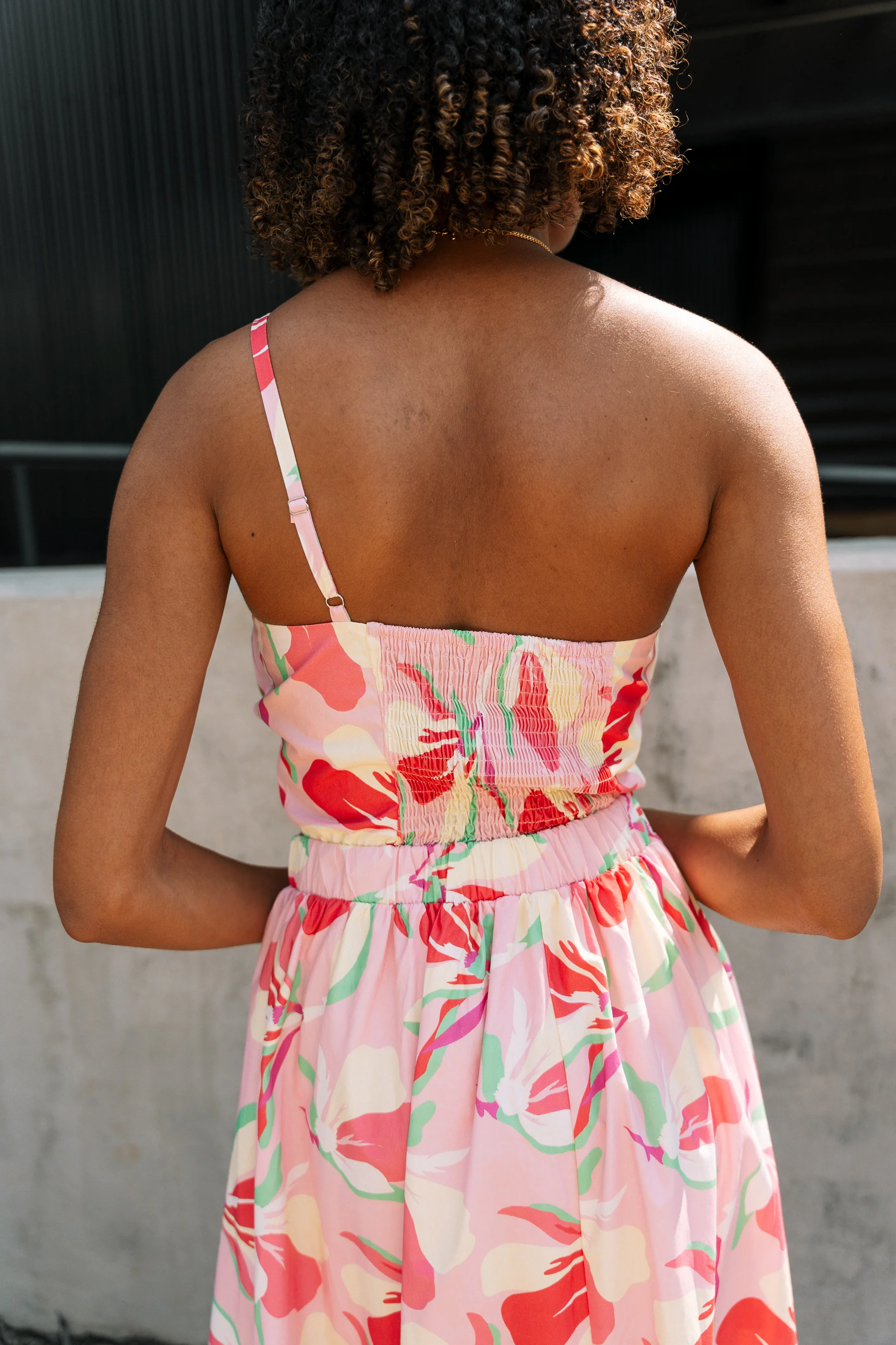 Sabrina Pink Multi Floral Tie Knot Midi Dress - Image 9