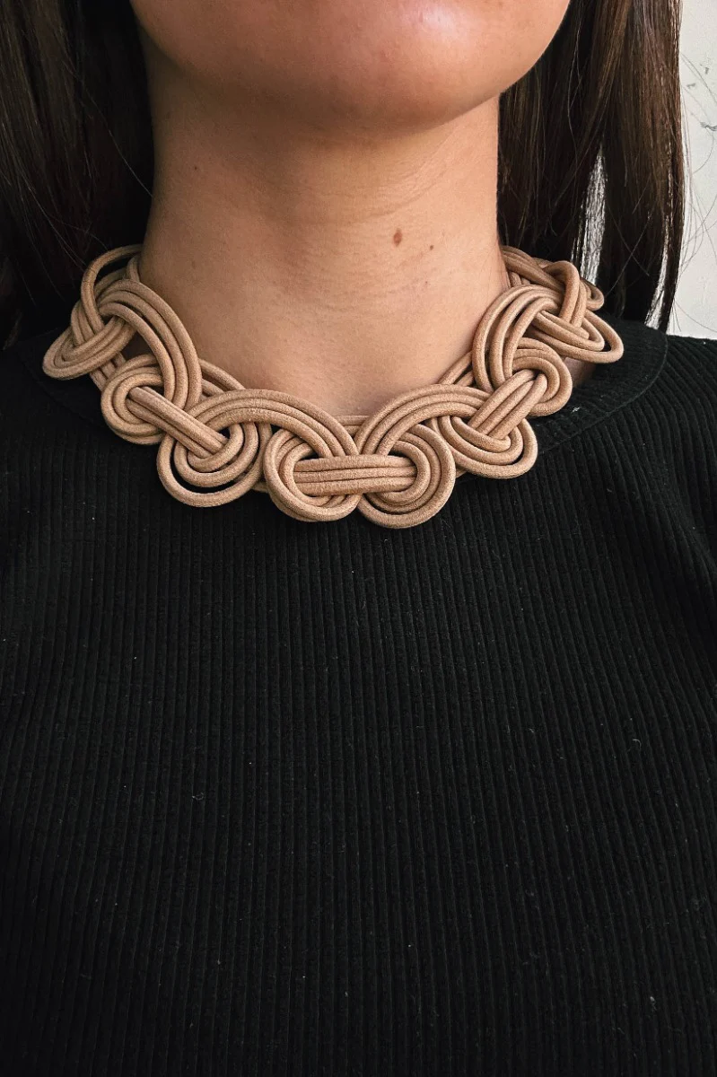 Sadie Beige Knot Necklace