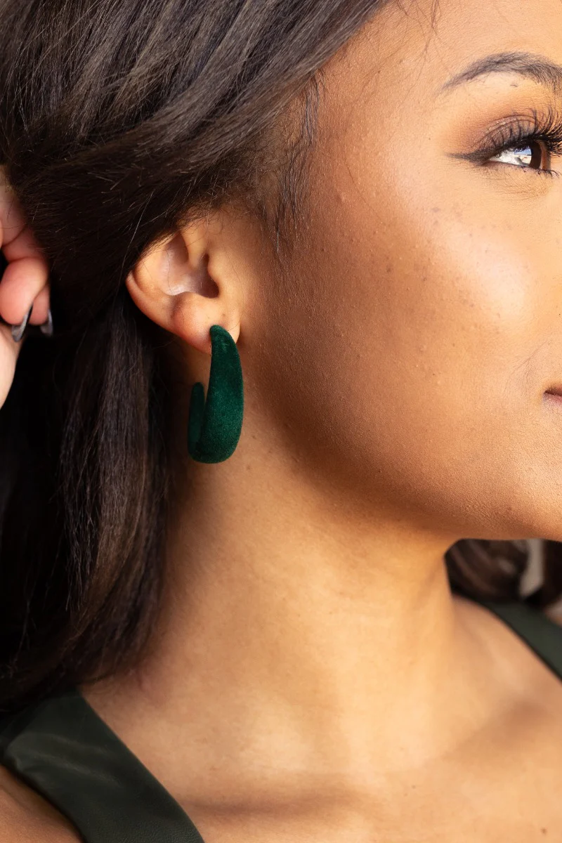 Sadie Green Velvet Hoop Earrings