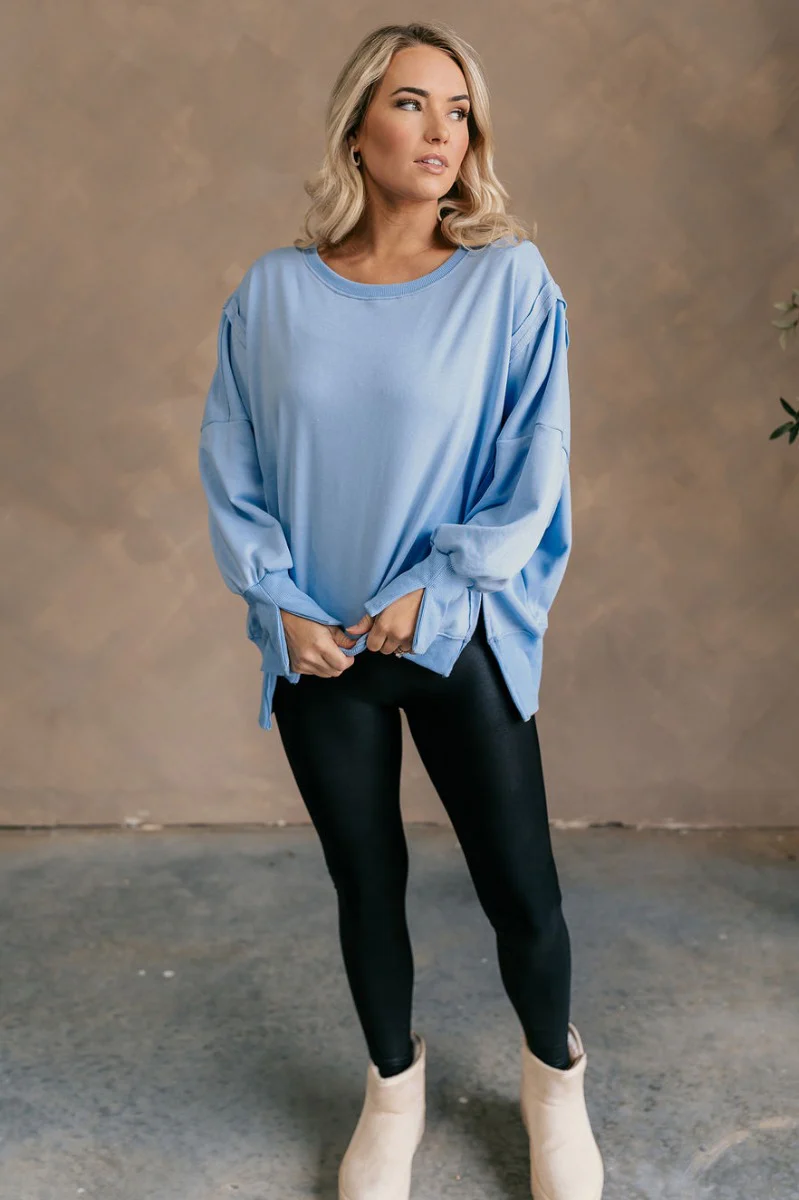 Sadie Light Blue Long Sleeve Sweatshirt - Image 2