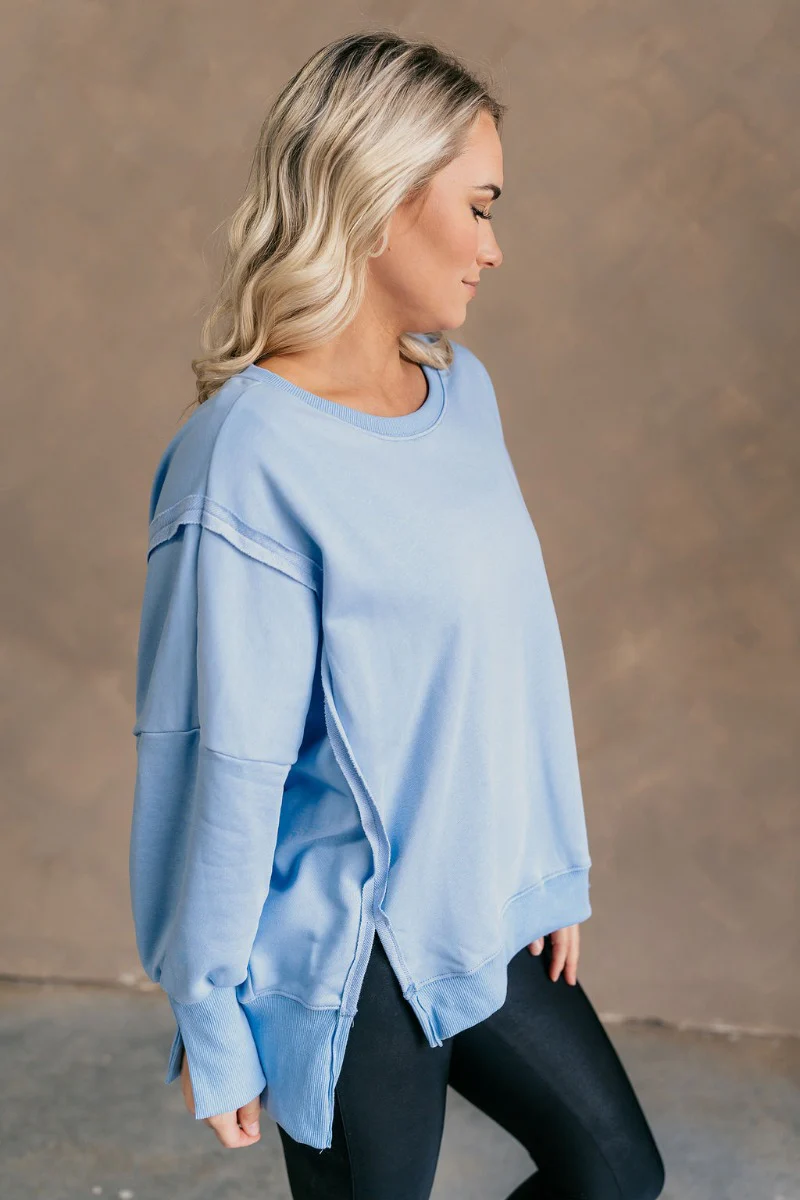 Sadie Light Blue Long Sleeve Sweatshirt - Image 4