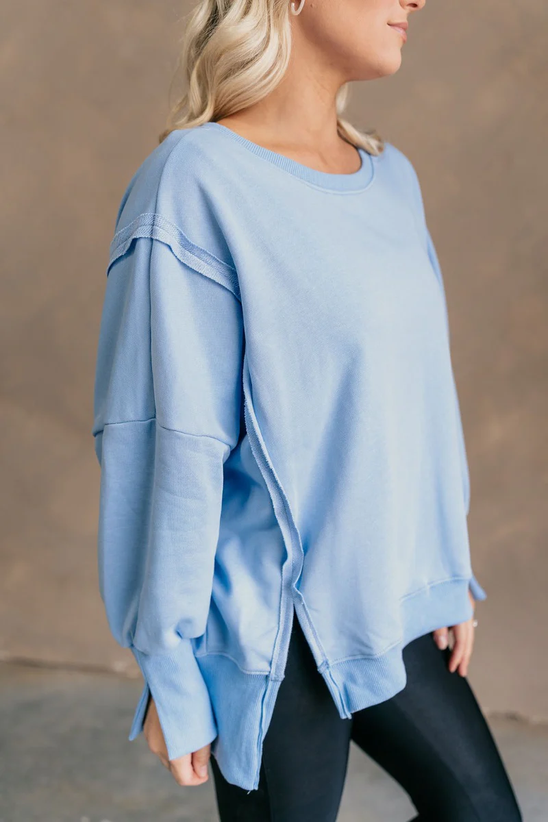 Sadie Light Blue Long Sleeve Sweatshirt - Image 5