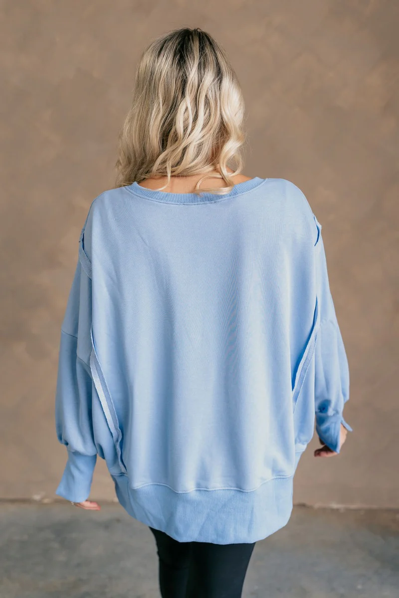 Sadie Light Blue Long Sleeve Sweatshirt - Image 7