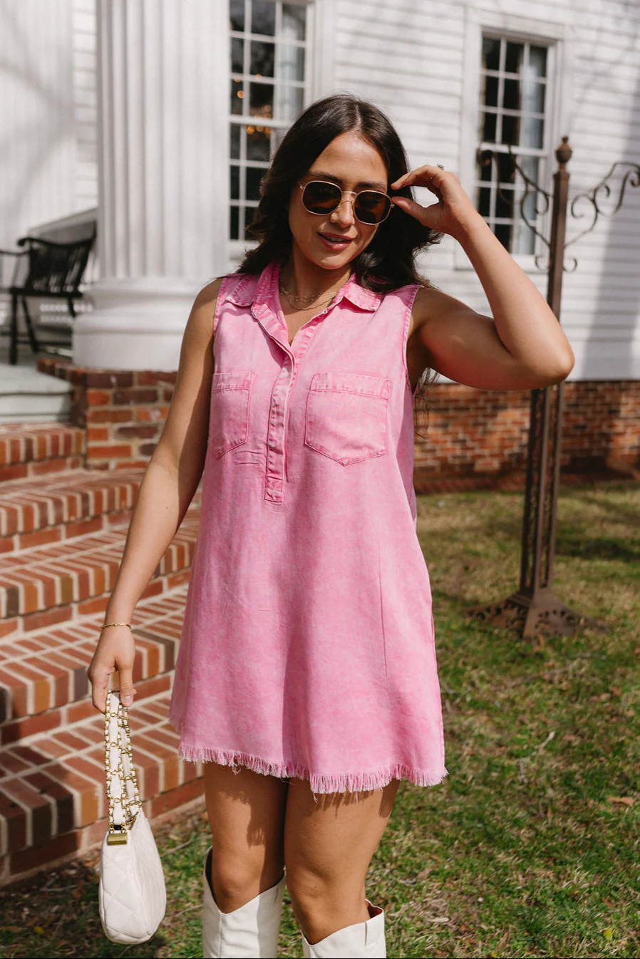 Sadie Washed Pink Sleeveless Mini Dress - Image 3