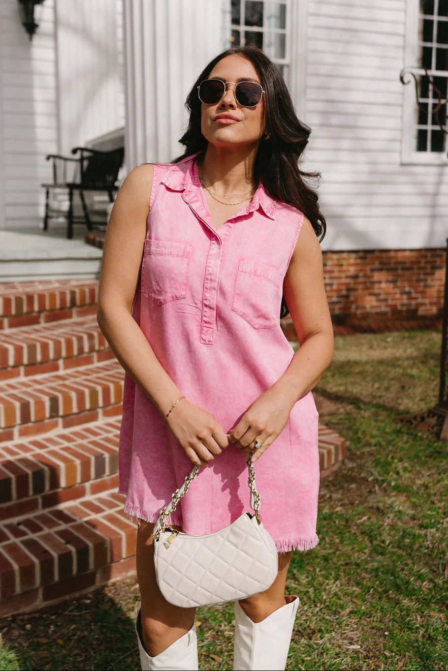 Sadie Washed Pink Sleeveless Mini Dress - Image 5