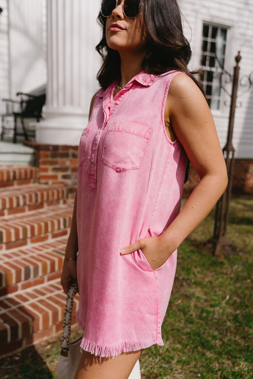 Sadie Washed Pink Sleeveless Mini Dress - Image 6