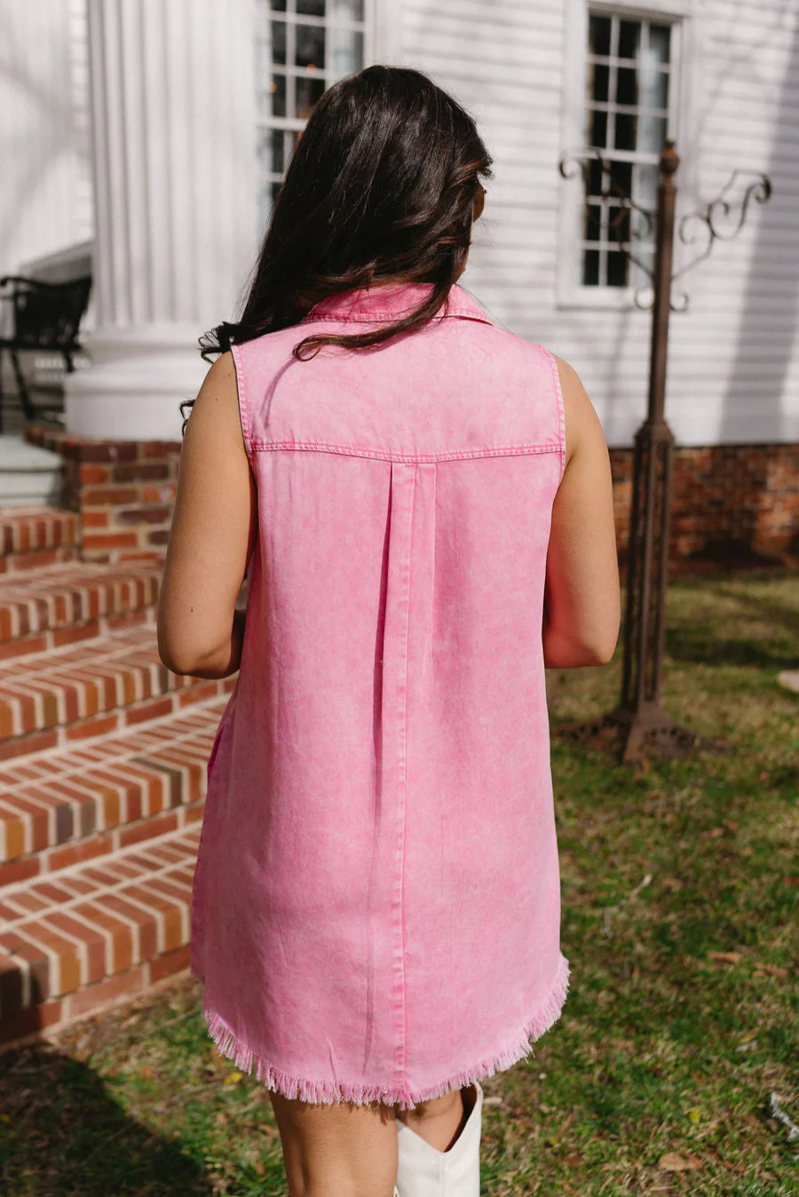 Sadie Washed Pink Sleeveless Mini Dress - Image 7