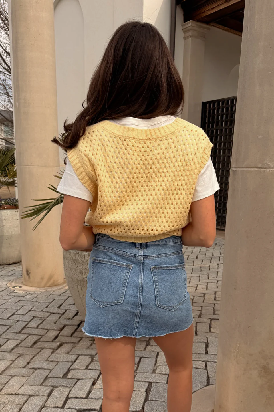 Sadie Yellow Open Knit Tank - Image 4