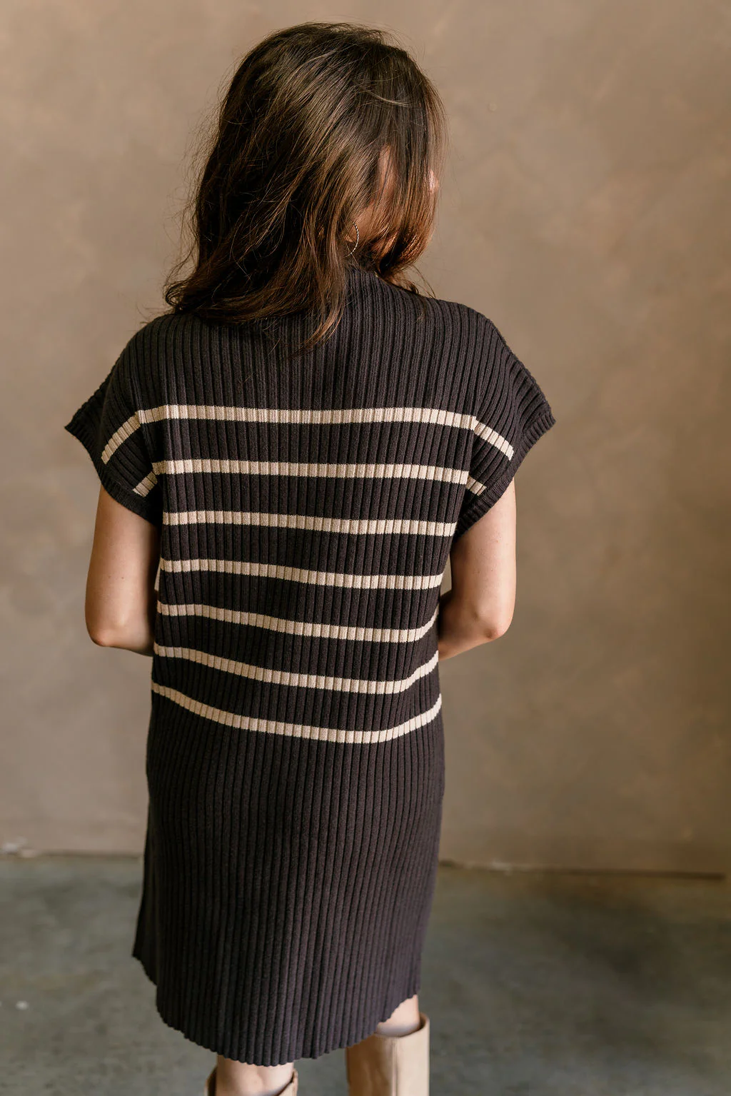 Sally Charcoal Striped Sweater Dress - Image 6