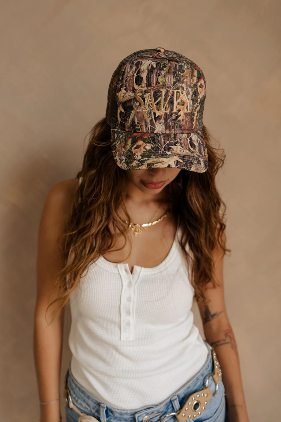 Salty Gold & Camo Adjustable Trucker Hat