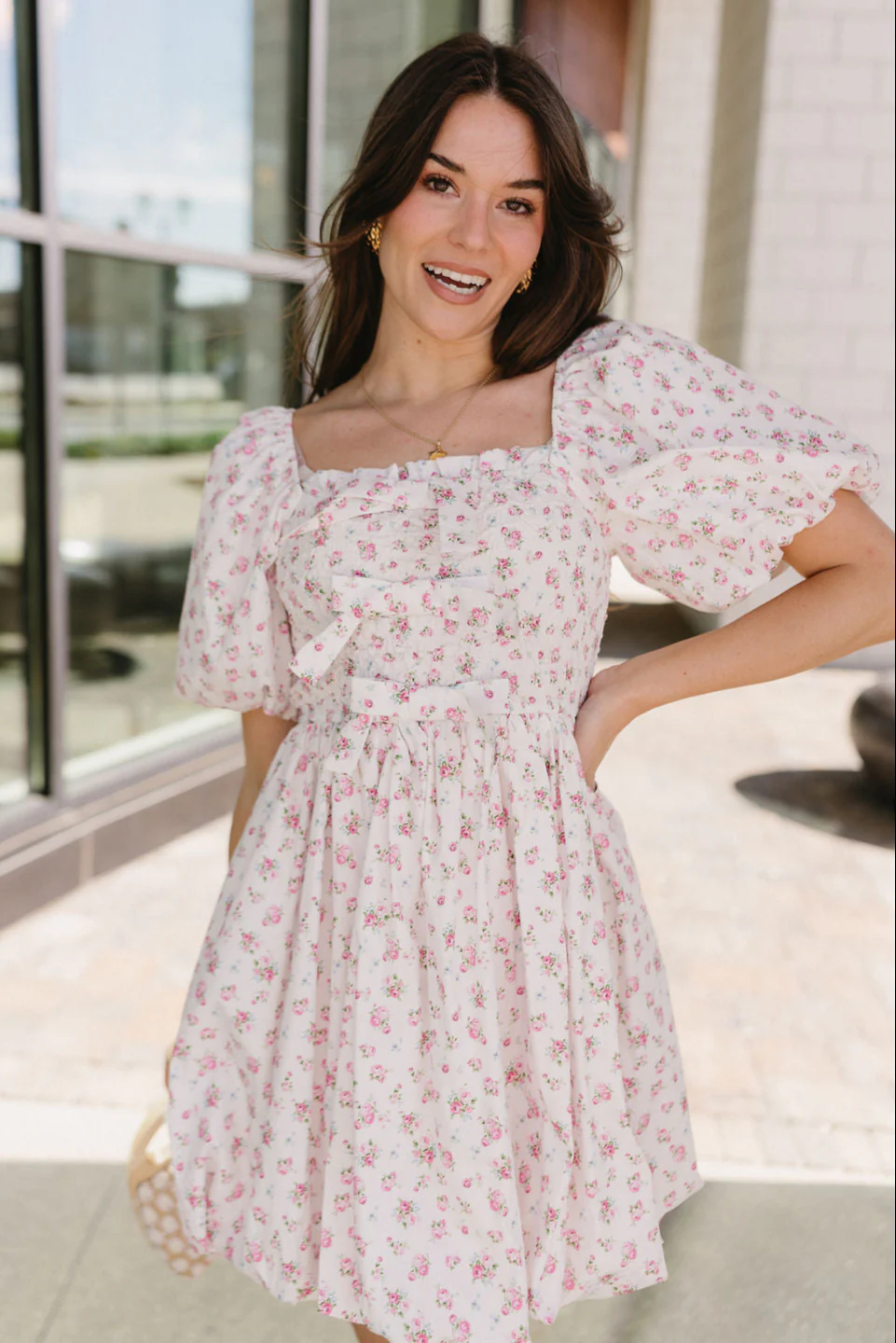 Samantha Floral Puff Sleeve Mini Dress - Image 12