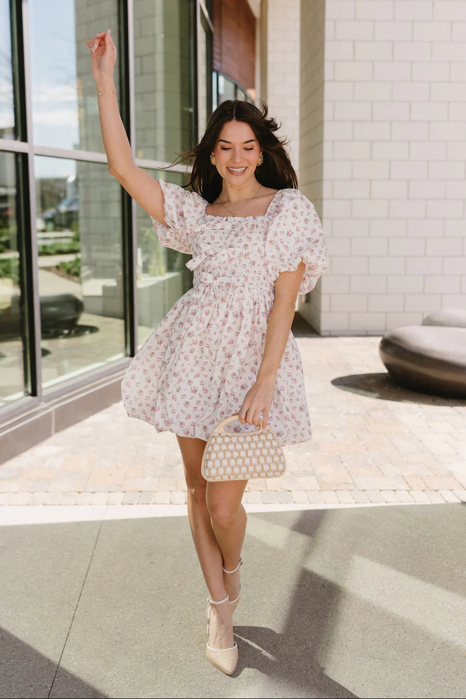 Samantha Floral Puff Sleeve Mini Dress - Image 2