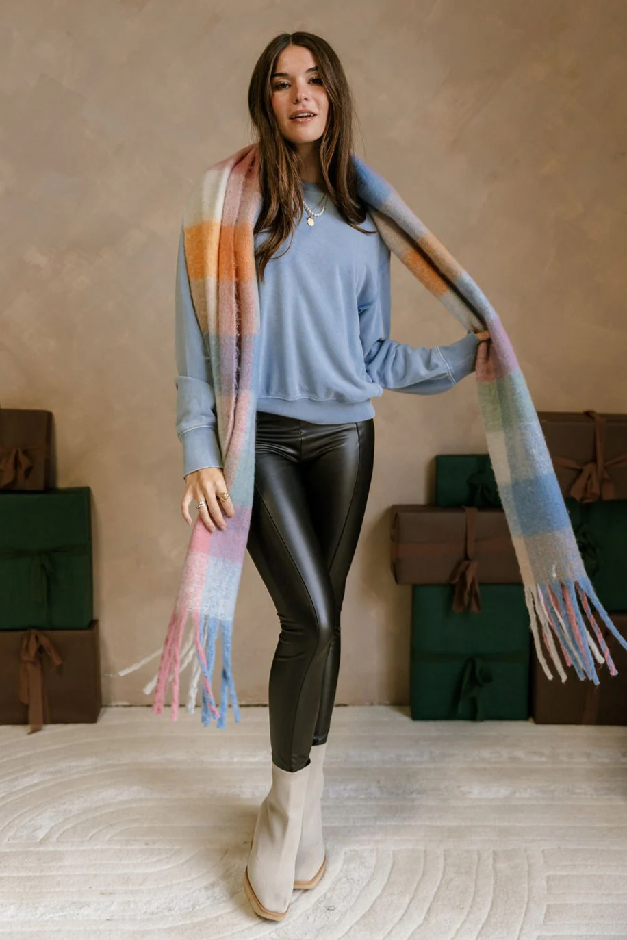 Samantha Washed Blue Raw-Edge Pullover - Image 2