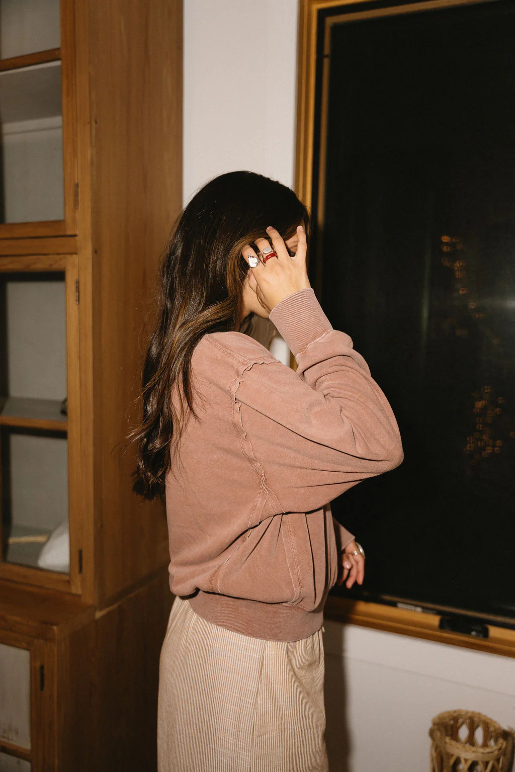 Samantha Washed Brown Raw-Edge Pullover - Image 3