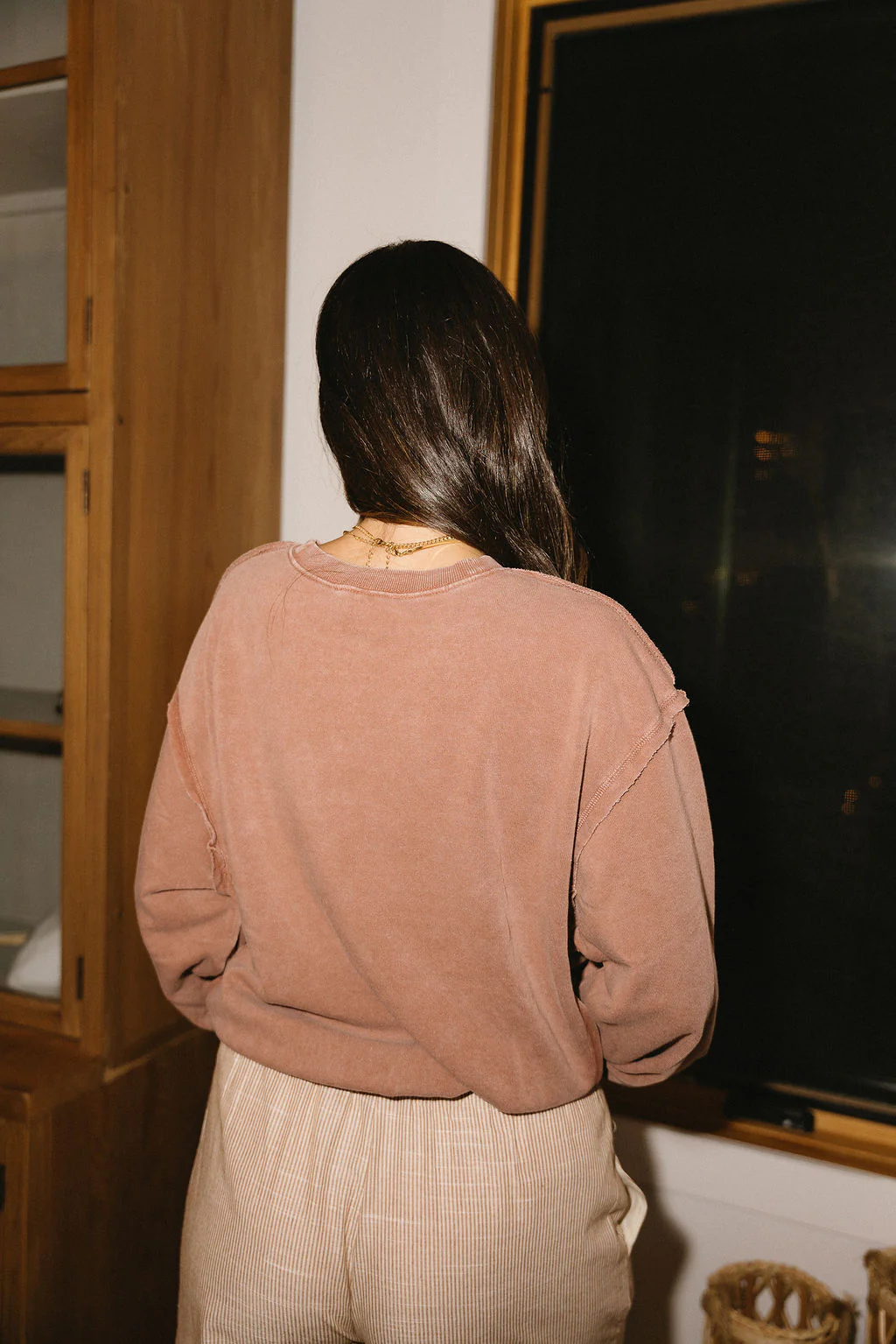 Samantha Washed Brown Raw-Edge Pullover - Image 4