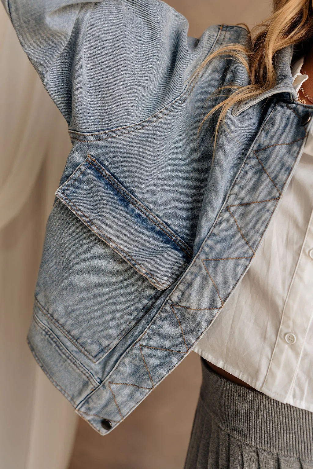 Samantha Zip Up Denim Jacket - Image 6