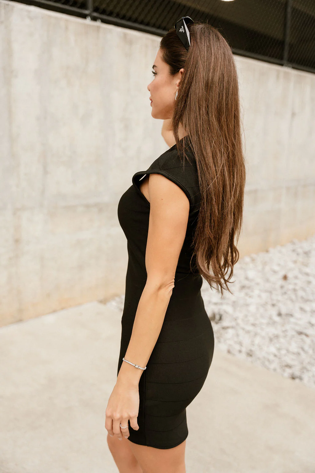 Samara Black Ribbed Mini Dress - Image 6