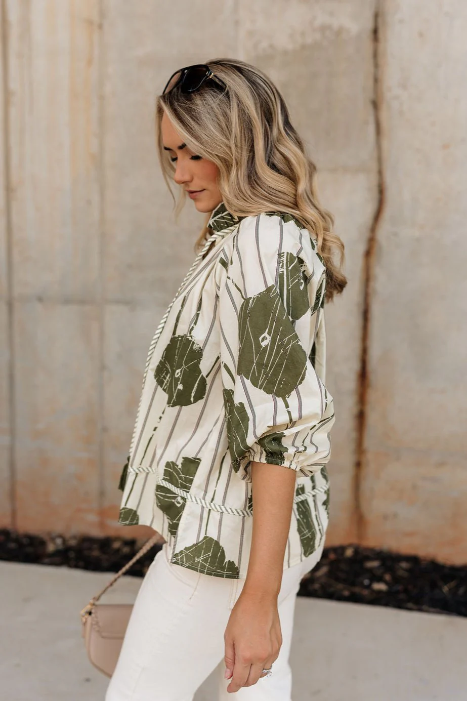 Samara Cream & Olive Floral Top - Image 4