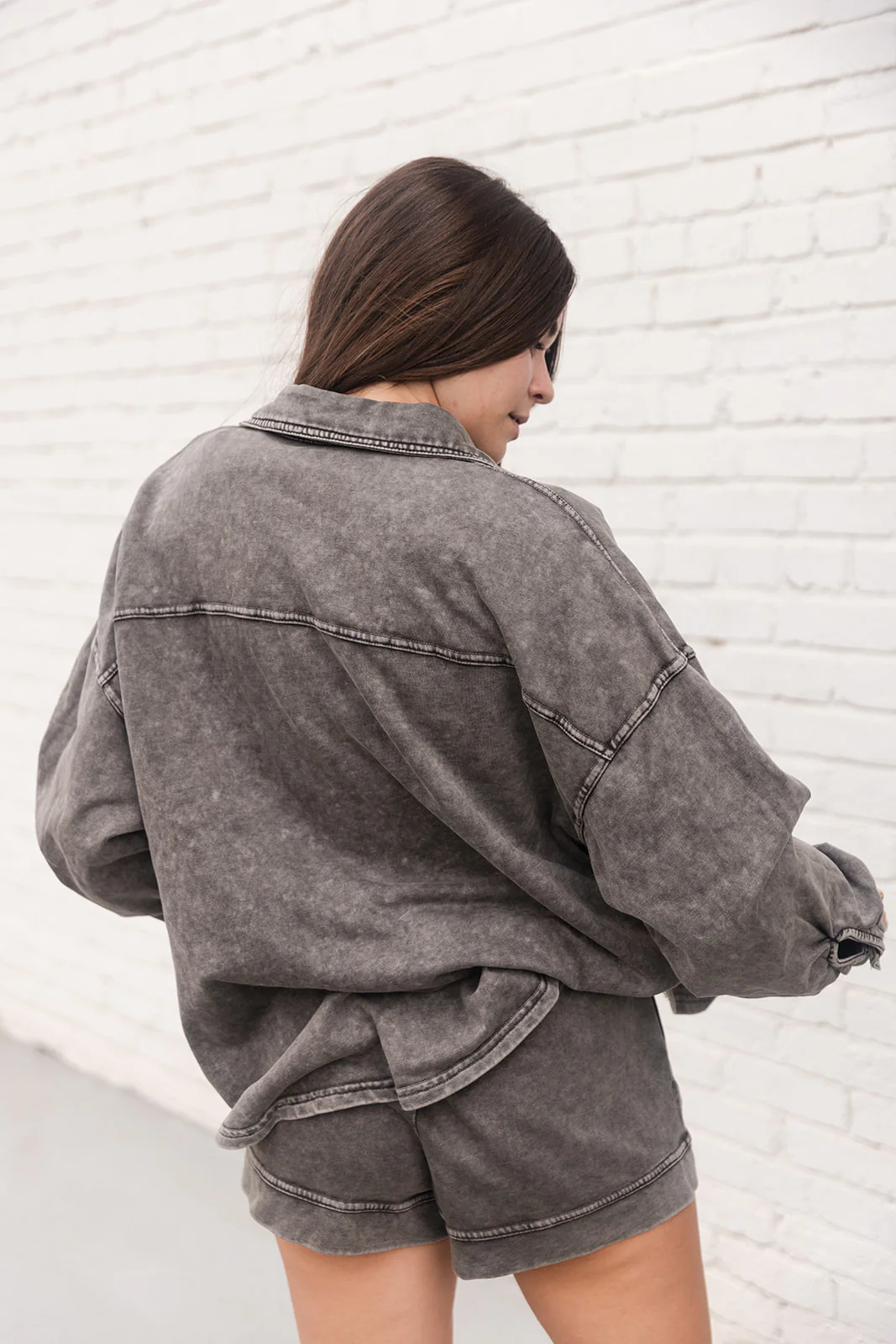Samara Washed Charcoal Button-Up Shacket - Image 5